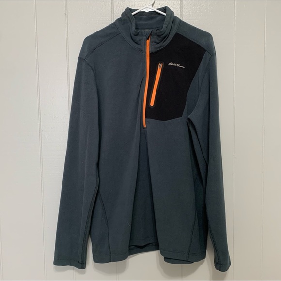 Men’s Gray Eddie Bauer Reso Half Zip Long Sleeve Fleece Sweater - Picture 1 of 5